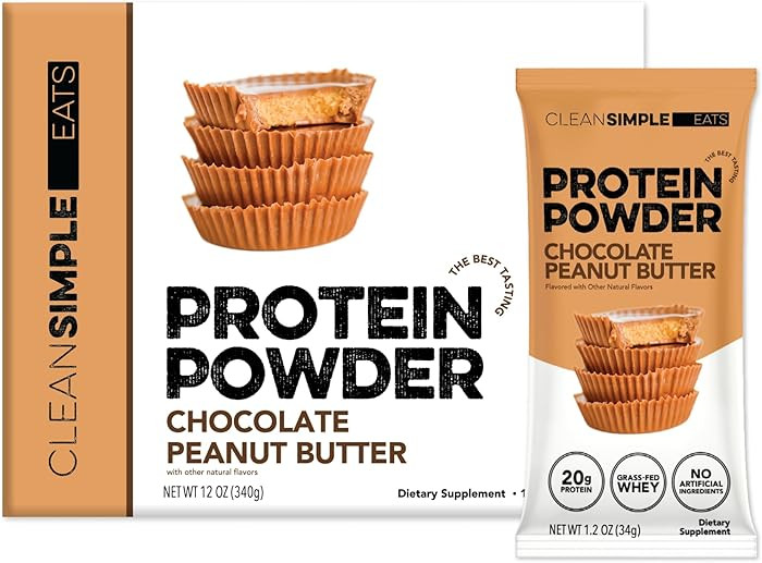 Clean Simple Eats Whey Protein Powder, Chocolate Peanut Butter Flavor Naturally Sweetened, 100% G... | Amazon (US)