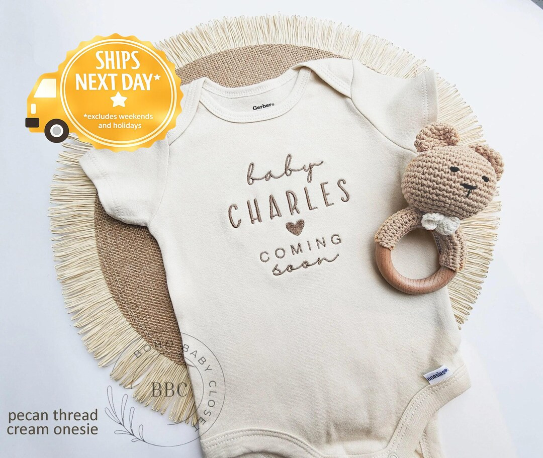 Embroidered Baby Name Onesie\u00ae Girl, Boy, Pregnancy Announcement Onesies\u00ae Brand, Baby Co... | Etsy (Global)