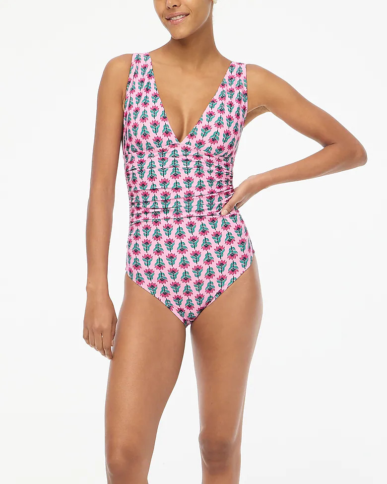 Ruched plunge one-piece swimsuit | J.Crew Factory