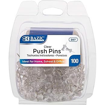 BAZIC Transparent Push Pins, Clear, 100 Per Pack (packaging may vary) | Amazon (US)