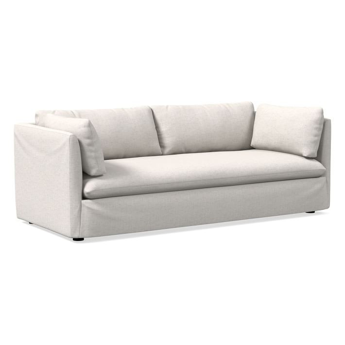 Shelter 84" Slip Cover Sofa, Performance Coastal Linen, Stone White | West Elm (US)