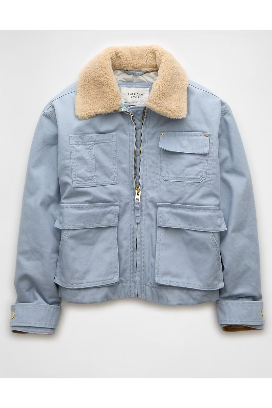 AE Canvas Bomber Jacket Women's Blue XXS | American Eagle Outfitters (US & CA)