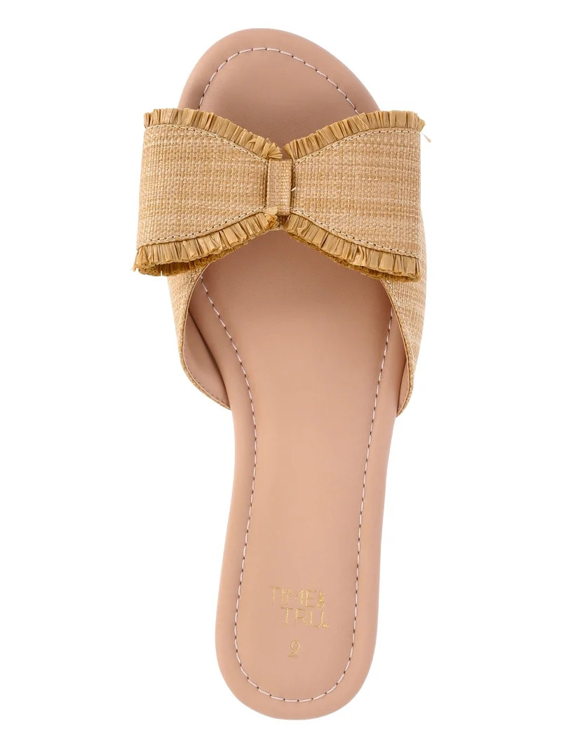 Time and Tru Women's Raffia Bow Slide Sandals | Walmart (US)