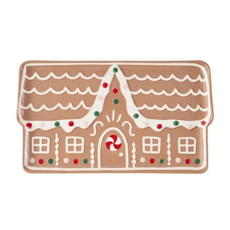 Holiday Time Ceramic Gingerbread House Tray | Walmart (US)