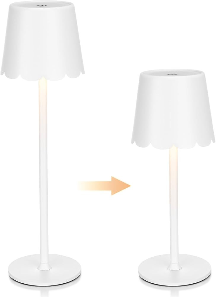 Pickmesh 1 Pack Scalloped Edge Cordless Table Lamp 3 Color Dimmable LED Rechargeable Battery Desk... | Amazon (US)