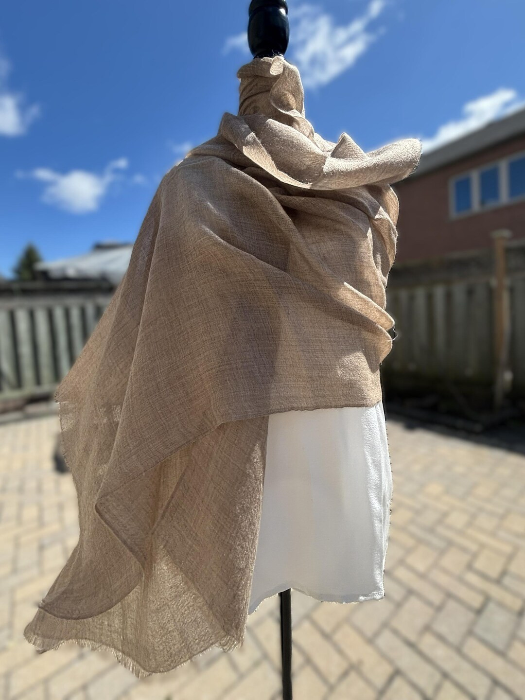 100% Pure Combed Cashmere Scarf Undyed Beige, 80×28" Long Featherlight Shawl, Ultra Soft Luxury ... | Etsy (Global)