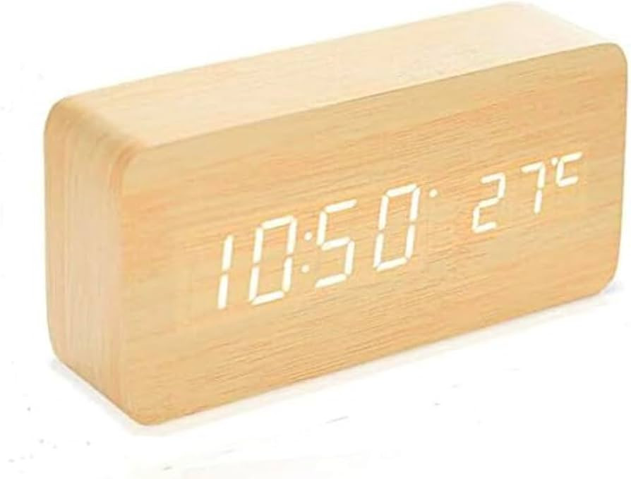 Digital Wooden Alarm Clock with 3 Alarm Settings and 3 Levels Brightness, Electronic LED Time Dis... | Amazon (US)