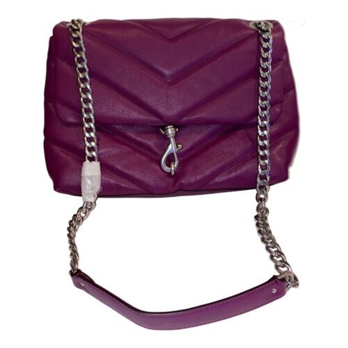 Rebecca Minkoff Leather Edie Flat Shoulder Purple Purse Women Designer Elegant | eBay AU