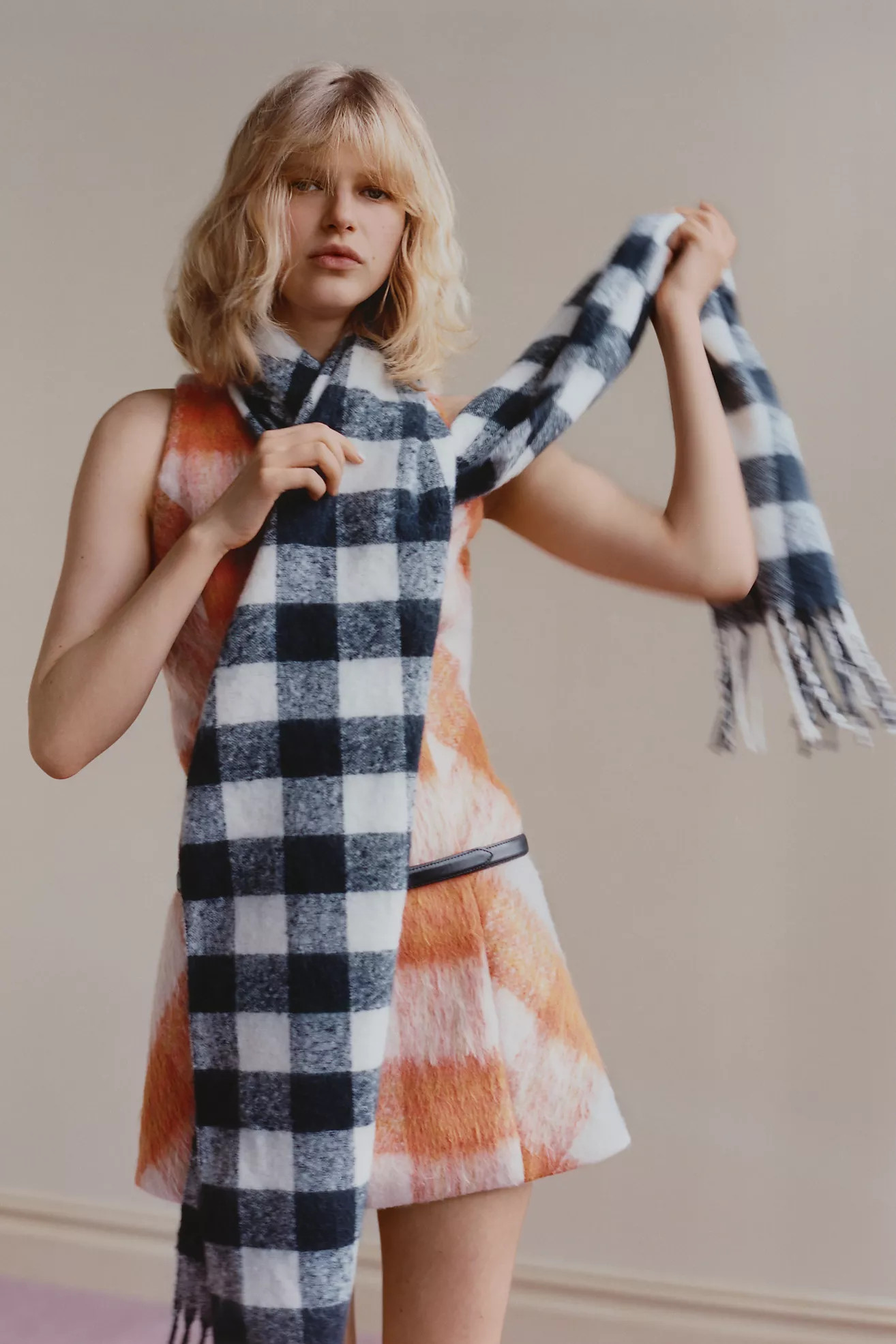Maeve Brushed Gingham Scarf | Anthropologie (US)