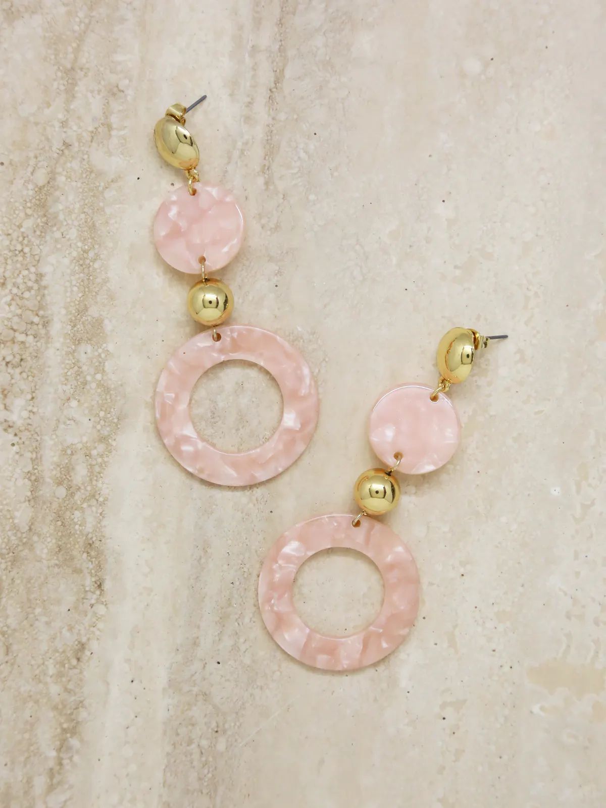 Soft Focus White Resin Circle Drop 18k Gold Plated Earrings | Verishop