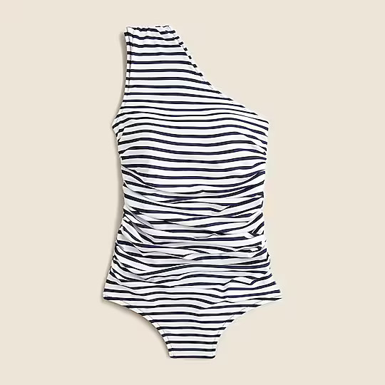 Ruched one-shoulder one-piece in stripe | J. Crew US