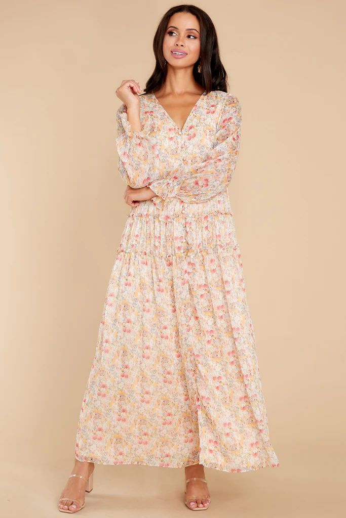 Up For Adventure Ivory Multi Floral Print Maxi Dress | Red Dress 