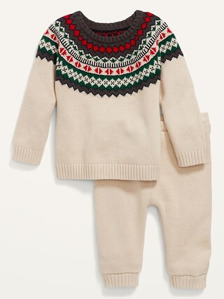 Unisex Fair Isle Sweater & Sweater-Knit Pants Set for Baby | Old Navy (US)