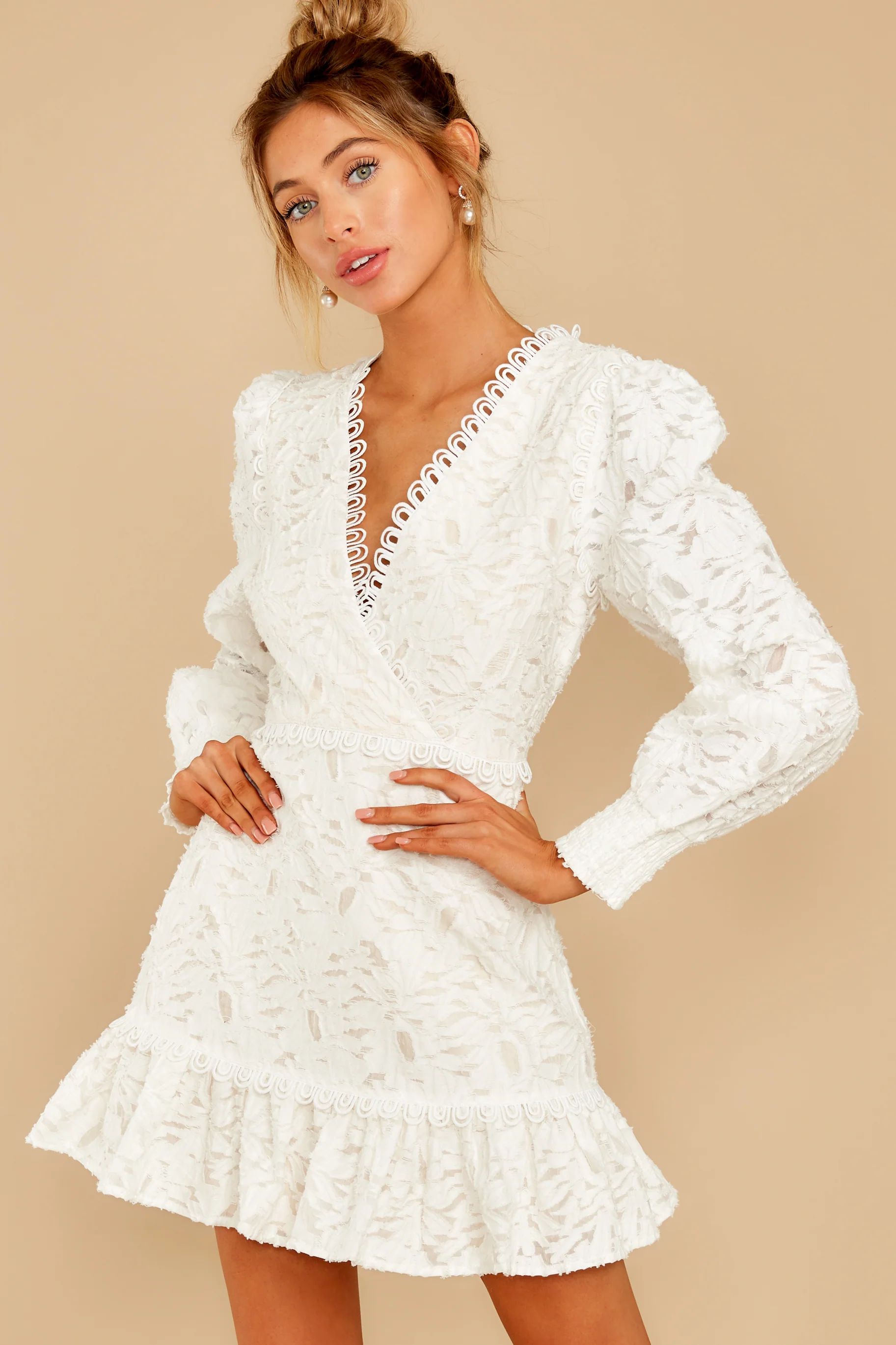 May This Be Love White Lace Dress | Red Dress 