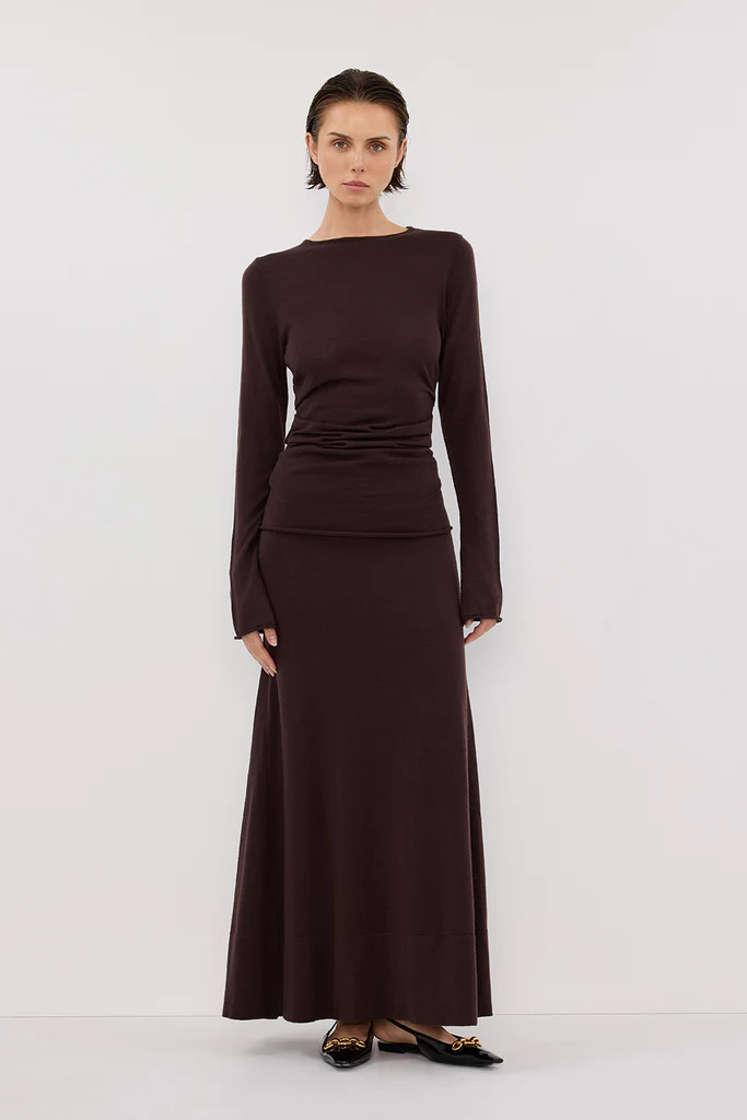 NICO BITTER CHOC MERINO KNIT TOP | DISSH