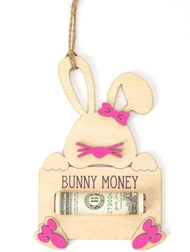 Easter Bunny Money Holder For Cash Gift, Basket Tag Decorations & Ideas, Easter Basket Stuffers Gift Card Cash Holder Tag Gifts For Teens, Toddler, Kids, Gifts For Baby Boy, Girl, Grandchildren (Pink) | Amazon (US)