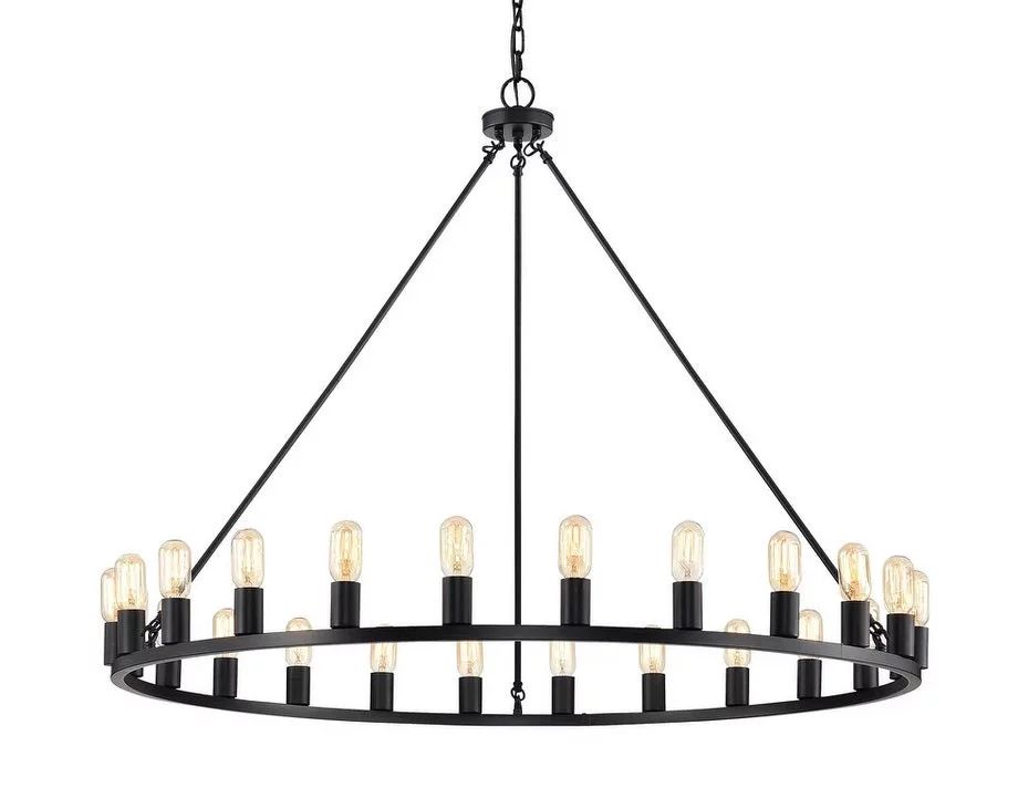 24-light Wagon Wheel Chandelier - 48-inch - Matte Black - Walmart.com | Walmart (US)