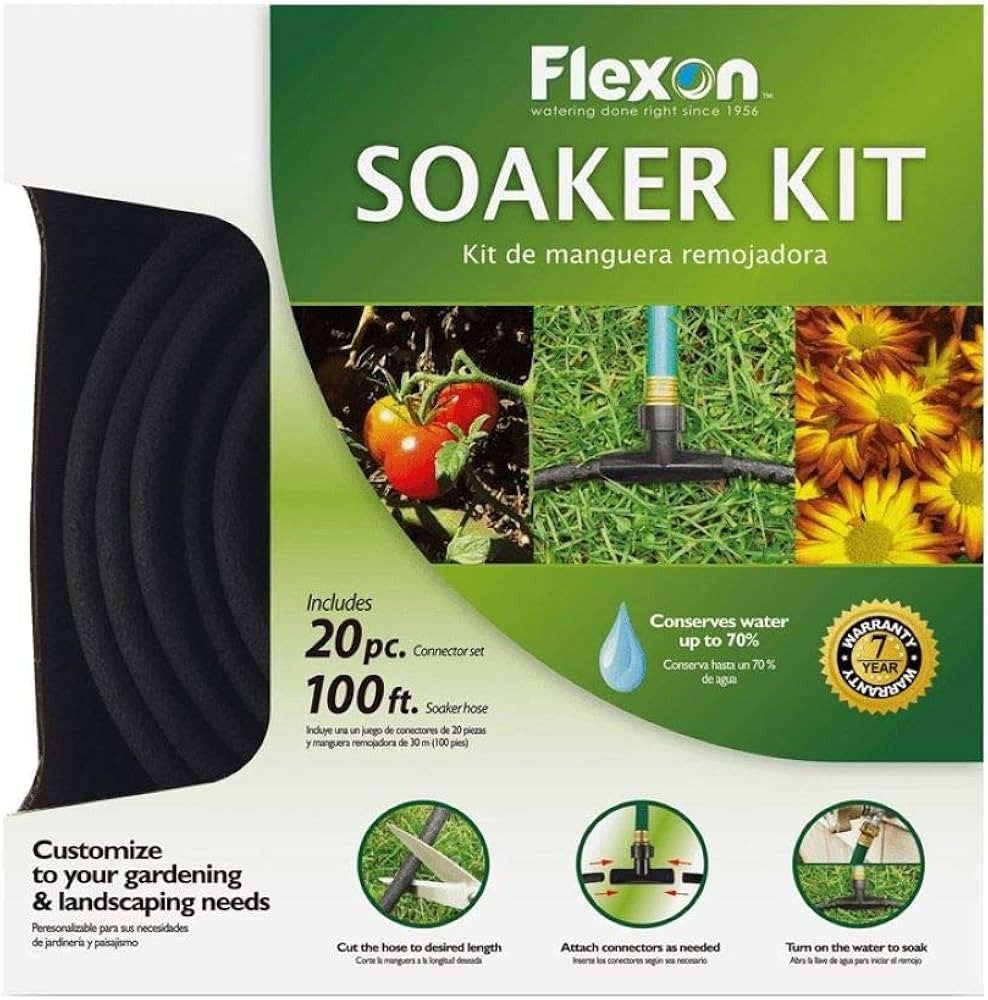 Flexon WS100KITCN 20-Piece Soaker Hose Kit, 100 ft, Black | Amazon (US)