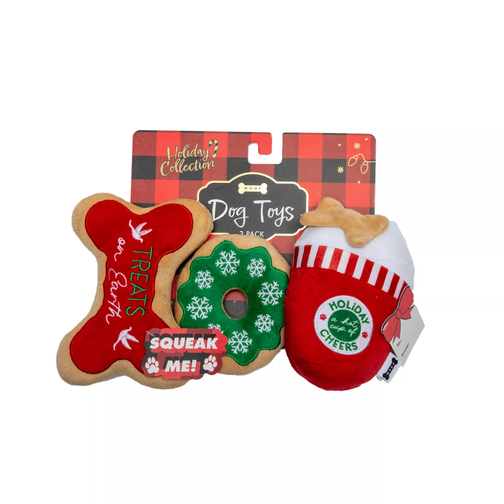 Woof 3-Pk. Holiday Plush Dog Toys | Kohl's