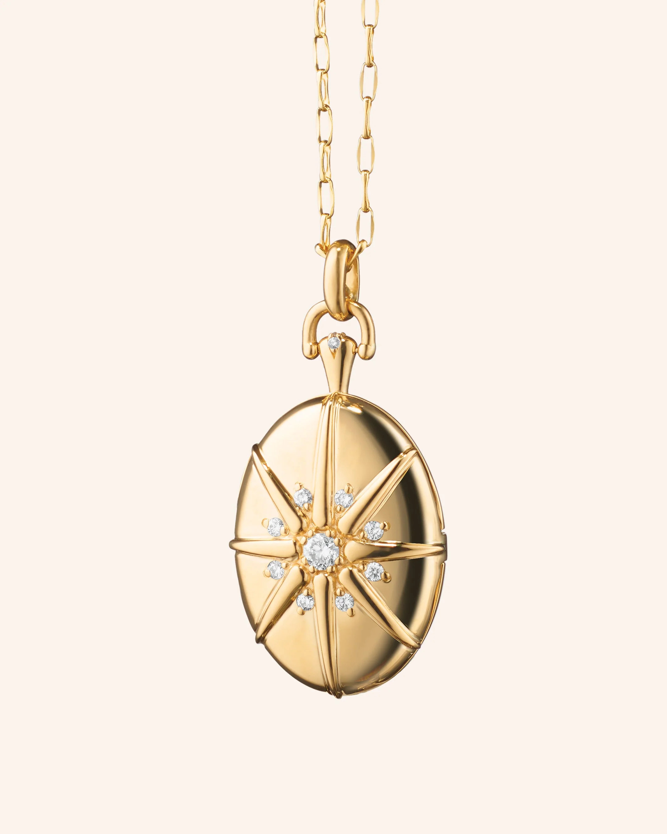 Four Image "Midi" 18K Gold Starburst Locket Necklace | Monica Rich Kosann