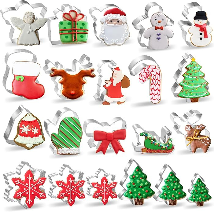 Christmas Cookie Cutters 21Pcs Winter Biscuit Cookie Cutter Set Stainless Steel Metal Holiday Cut... | Amazon (US)