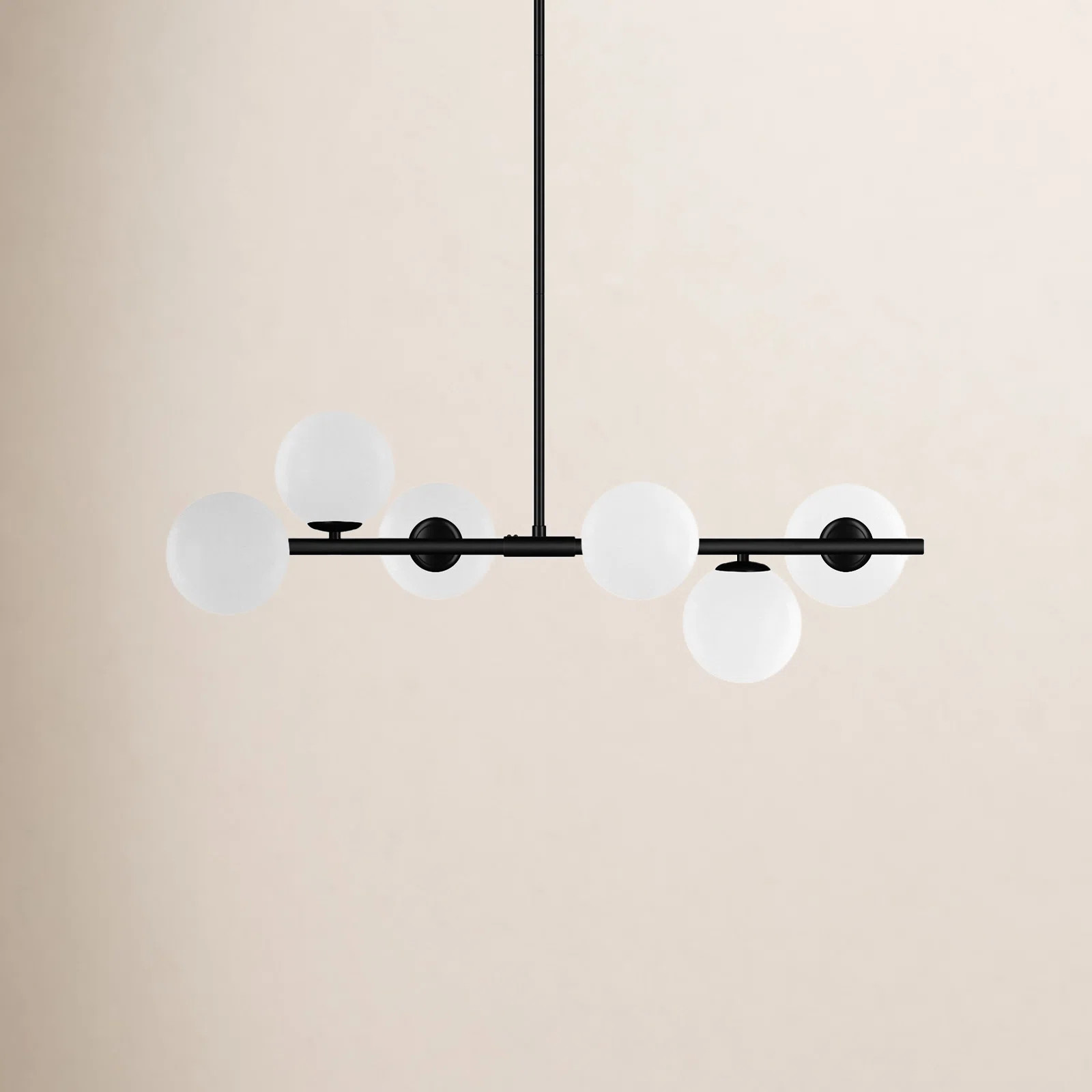 6-Light 35.8"W Modern Linear Chandelier with Cloudy Milky White Glass Shades | AllModern