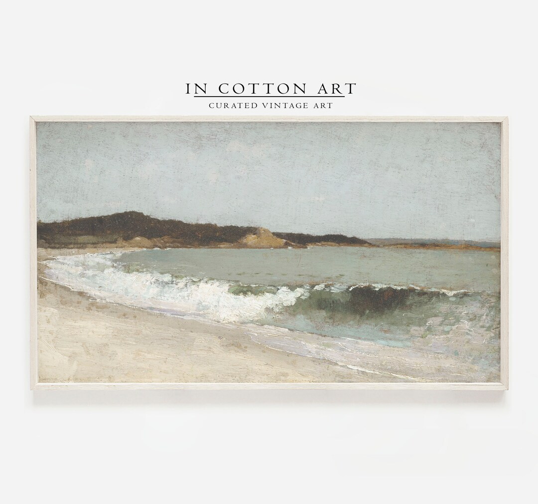 Samsung Frame TV Art / Vintage Muted Coastal DIGITAL Painting / Neutral Ocean Seascape Art - Etsy | Etsy (US)
