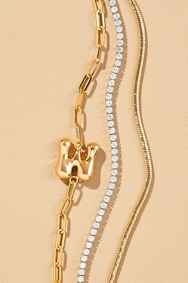 Bubble Letter Monogram Bracelets, Set of 2 | Anthropologie (US)