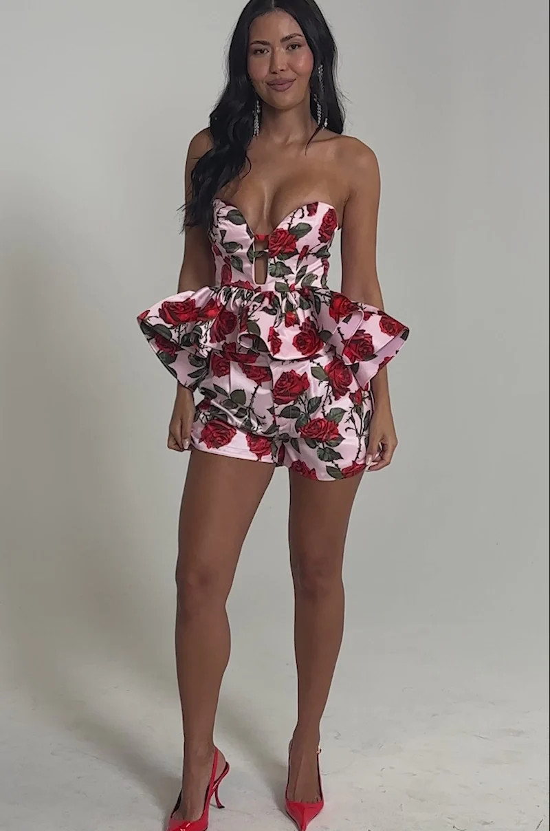 DOZEN ROSES SATIN SHORTS IN LIGHT PINK | AKIRA