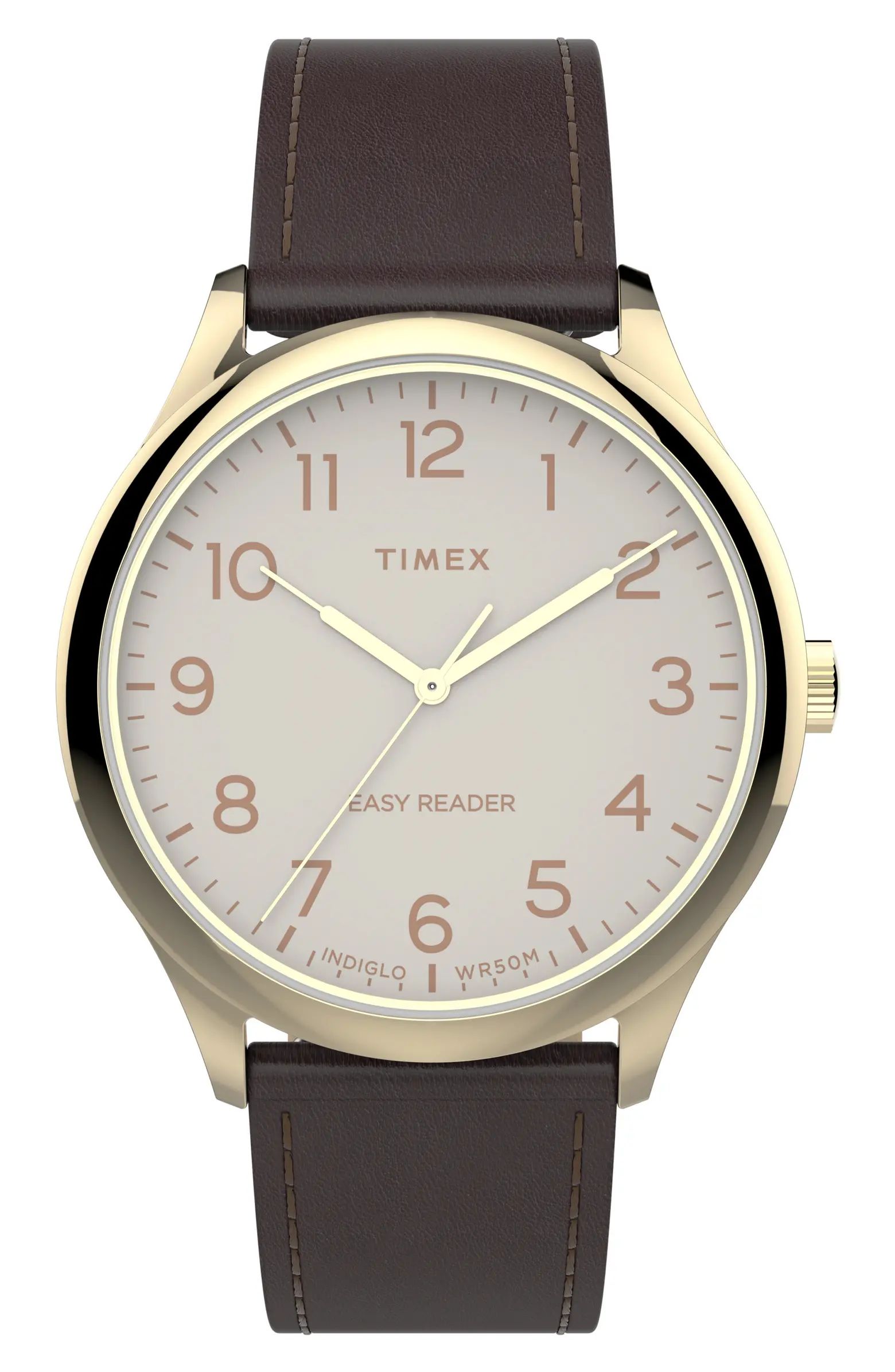 Timex® Easy Reader Leather Strap Watch, 40mm | Nordstrom | Nordstrom