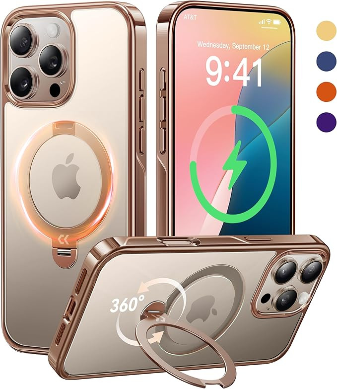 CASEKOO 360 Spin Magnetic Stand for iPhone 16 Pro Max Case Desert Titanium [Compatible with Magsa... | Amazon (US)