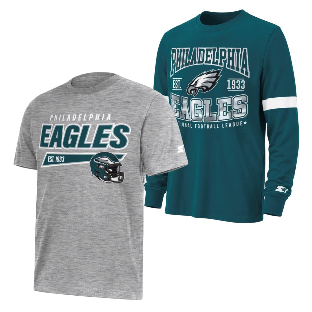 Officially Licensed NFL Short Sleeve & Long Sleeve T-Shirt Combo  - Eagles | HSN