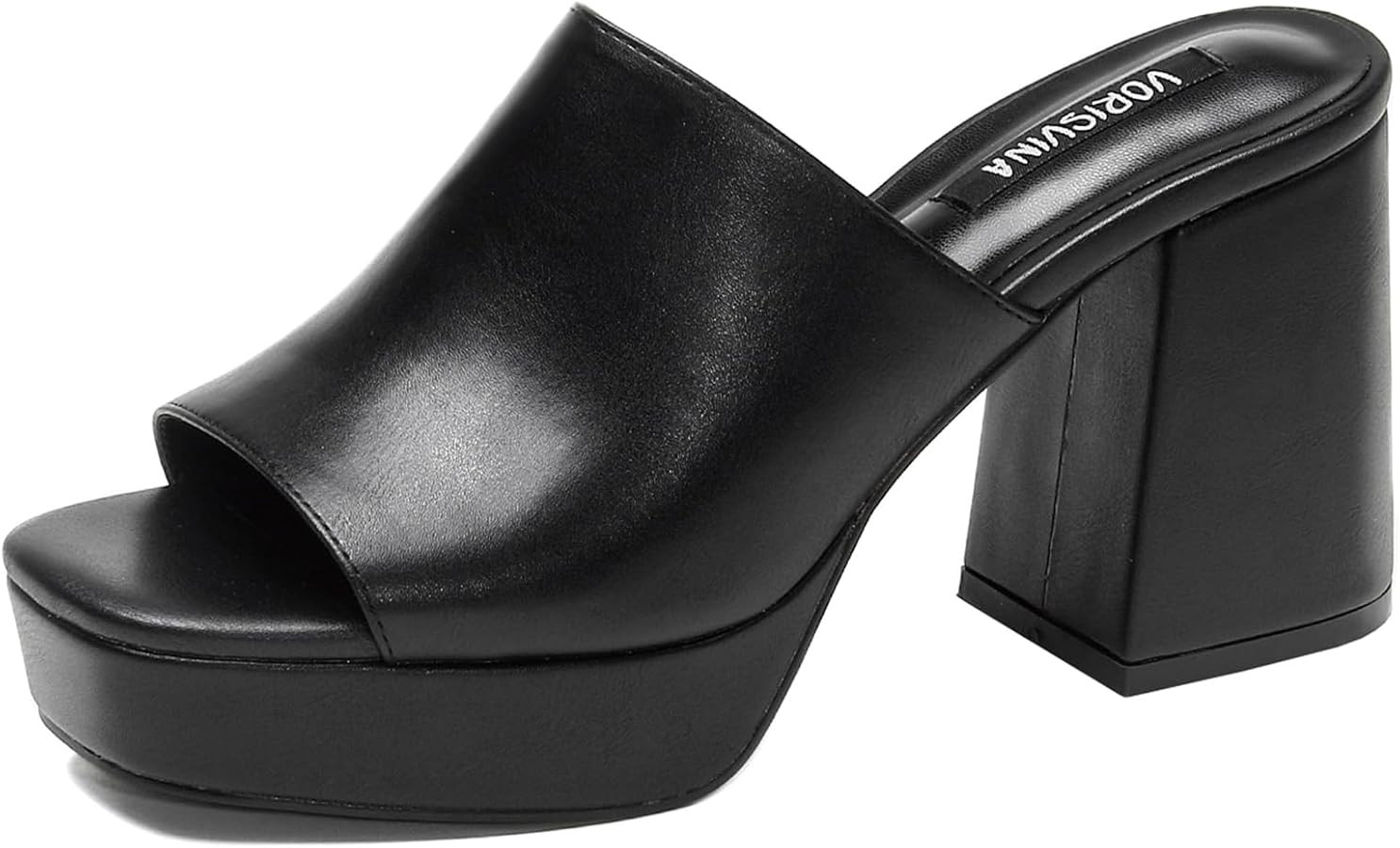 Platform Sandals for Women Slip On Platform Mules Shoes Square Open Toe Chunky High Heels | Amazon (US)