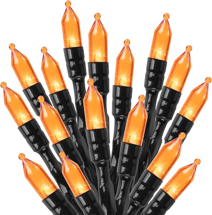 Orange LED Outdoor Halloween Lights, Halloween Decorations, 39 FT 100 LED Mini Lights with 8 Ligh... | Amazon (US)