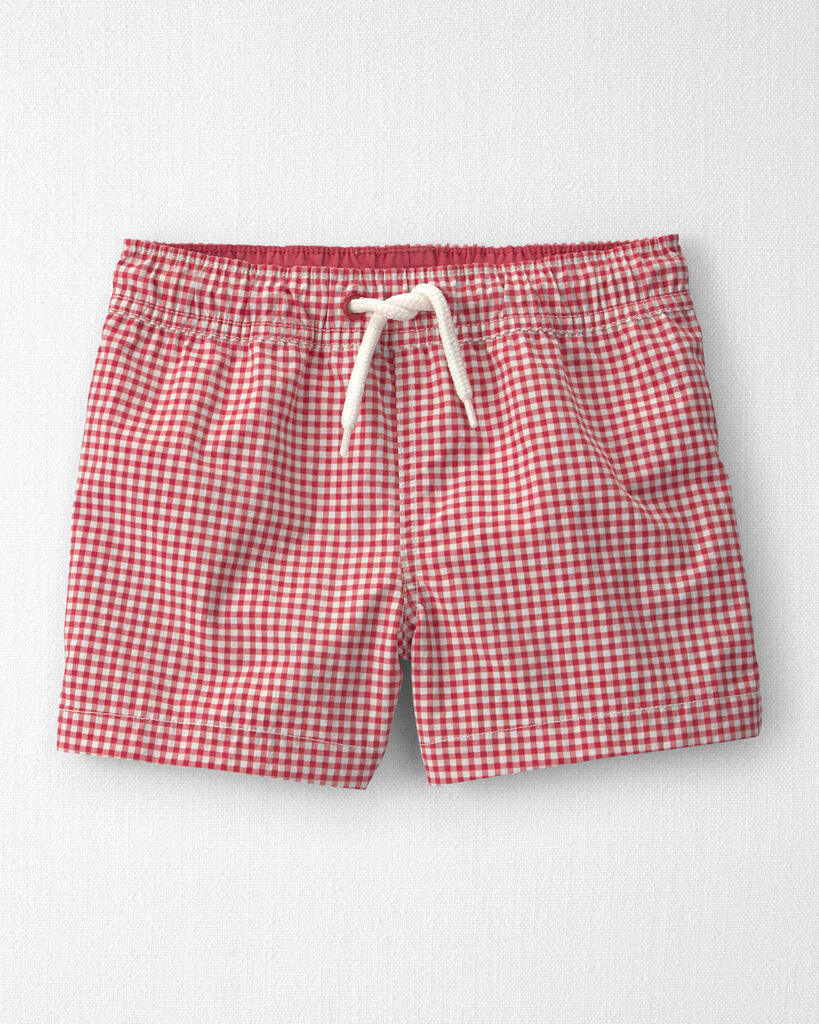 Little Planet Toddler Boy Recycled Swim Trunks in Red Gingham 2T Red Gingham | Carter's Inc