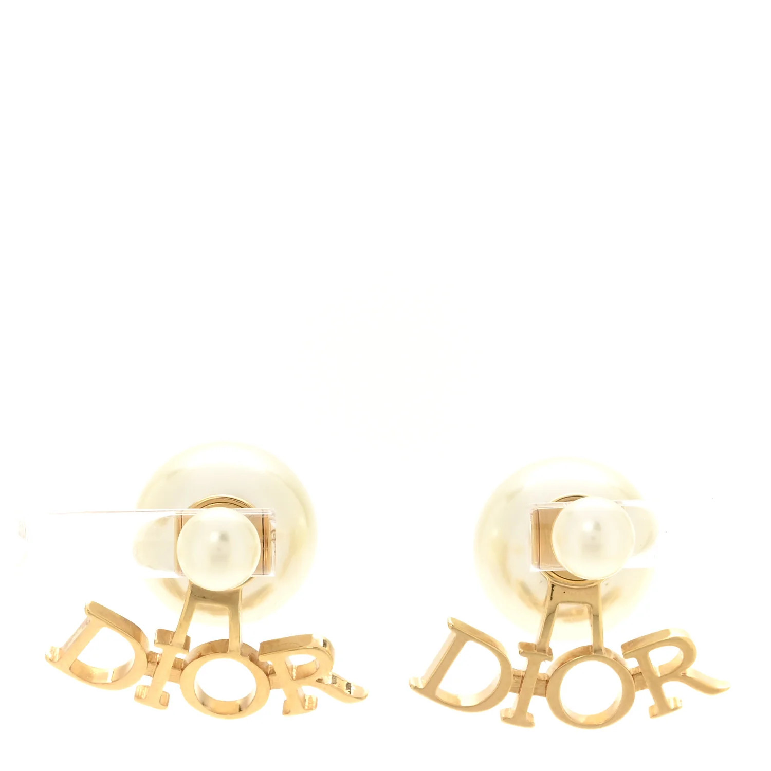 Pearl Tribal Logo Earrings Gold White | FASHIONPHILE (US)