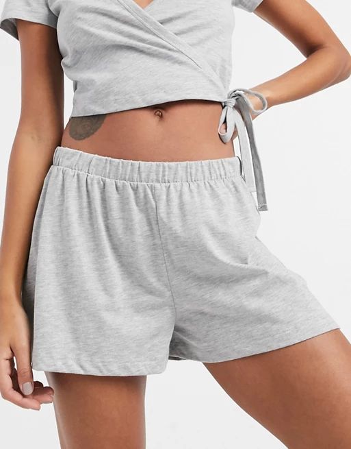 ASOS DESIGN mix & match jersey pajama short in gray marl | ASOS (Global)