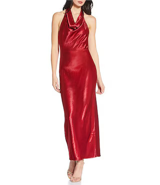 Lucy Paris Debbie Satin Halter Neck Sleeveless Chemise Midi Dress | Dillard's | Dillard's