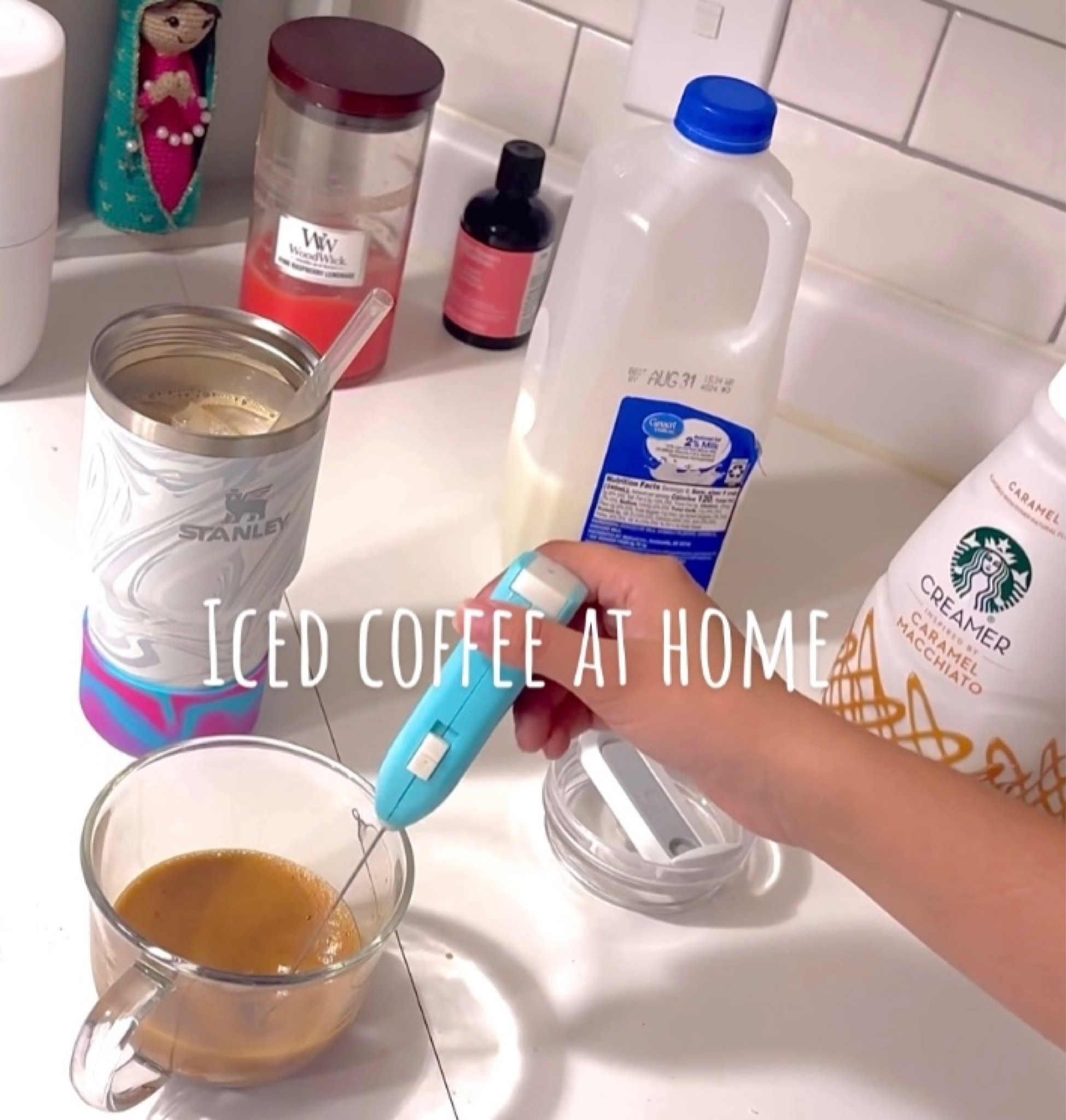 Here’s the product I used for my iced white chocolate mocha at home