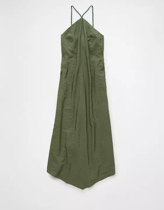 AE Y-Neck Halter Midi Dress | American Eagle Outfitters (US & CA)