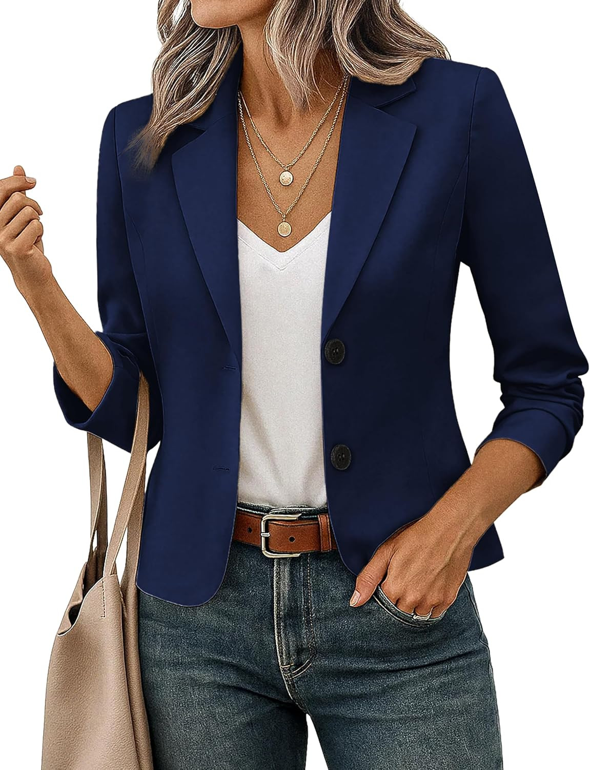 Women's Cropped Blazer Jacket Office Casual S-XL | Amazon (US)