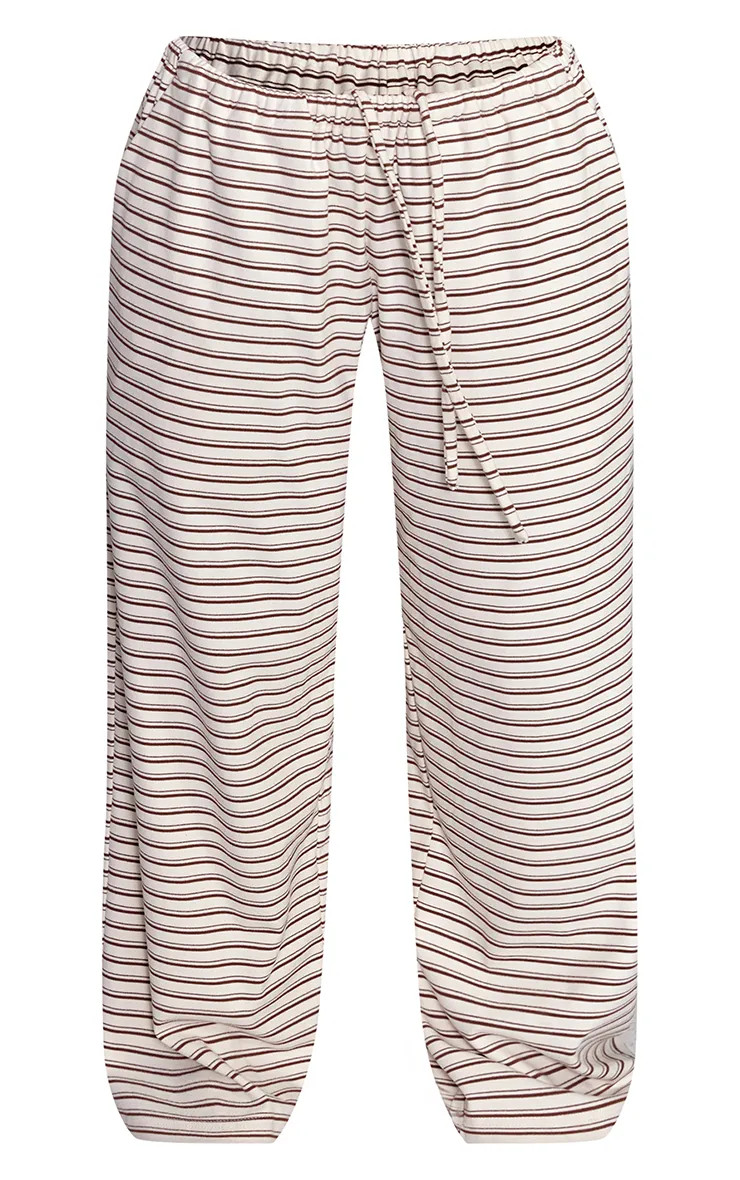 Crème Jogging Petite Droit En Polaire Douce À Rayures | PrettyLittleThing (FR)
