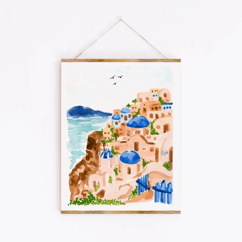 Greece Art Print Travel Prints Coastal Art Living Room - Etsy | Etsy (US)