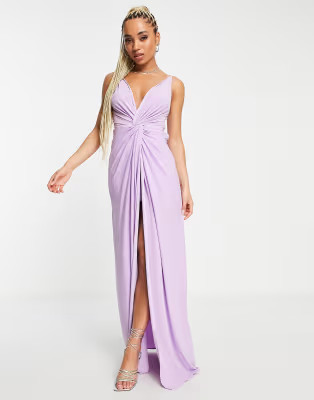 Trendyol knot front maxi dress in lilac | ASOS (Global)