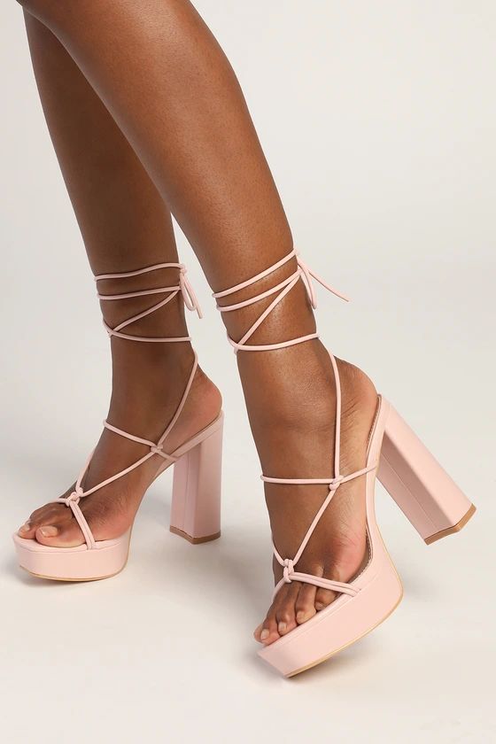 Adriane Pink Knotted Platform Lace-Up High Heel Sandals | Lulus (US)