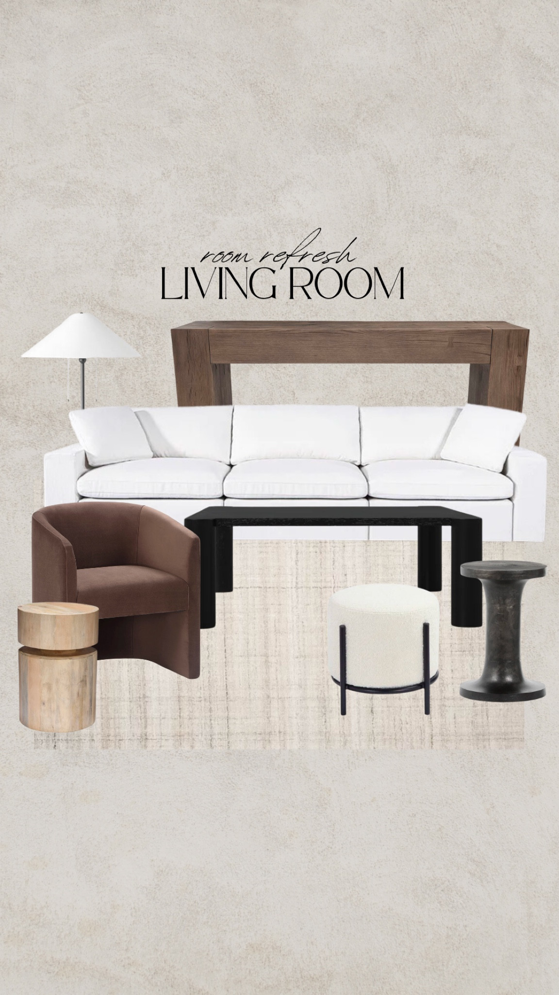 Living room refresh, modern organic, cloud couch dupe, velvet chair, boucle, jute rug, beige rug, tan rug, metal end table, wood console table

#LTKSeasonal #LTKhome #LTKsalealert