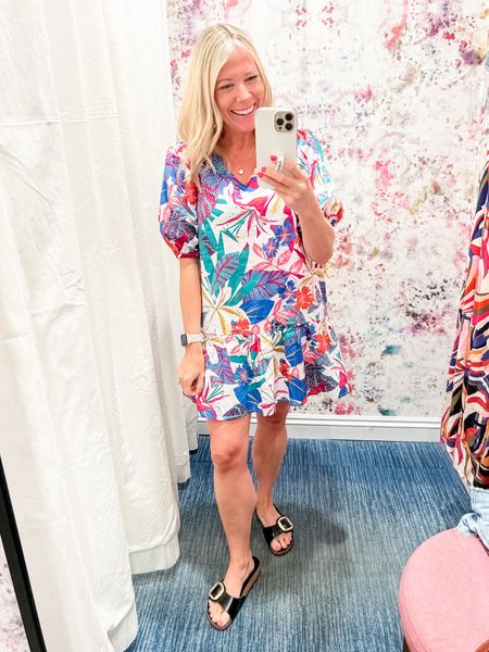 Love this tropical print Puff sleeve summer dress. In the extra small, which does run a little bit. Evereve summer vacation dresses beach vacation.

#LTKOver40 #LTKStyleTip #LTKSeasonal