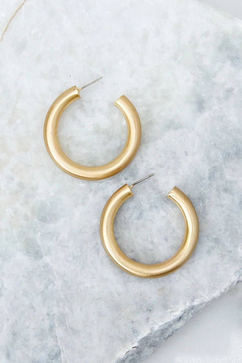 Over Your Head Gold Hoop Earrings | Red Dress 