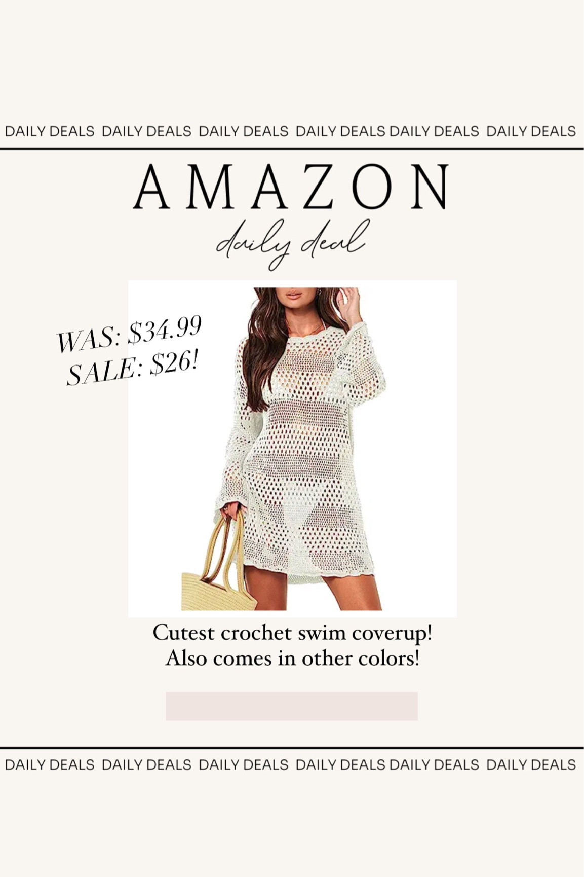 Amazon daily deal - under $30 crochet swim coverup! 



#LTKsalealert #LTKSeasonal #LTKswim