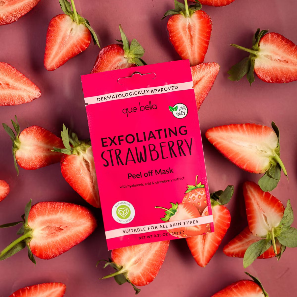 Que Bella Exfoliating Strawberry Peel Off Mask - 0.35oz | Target